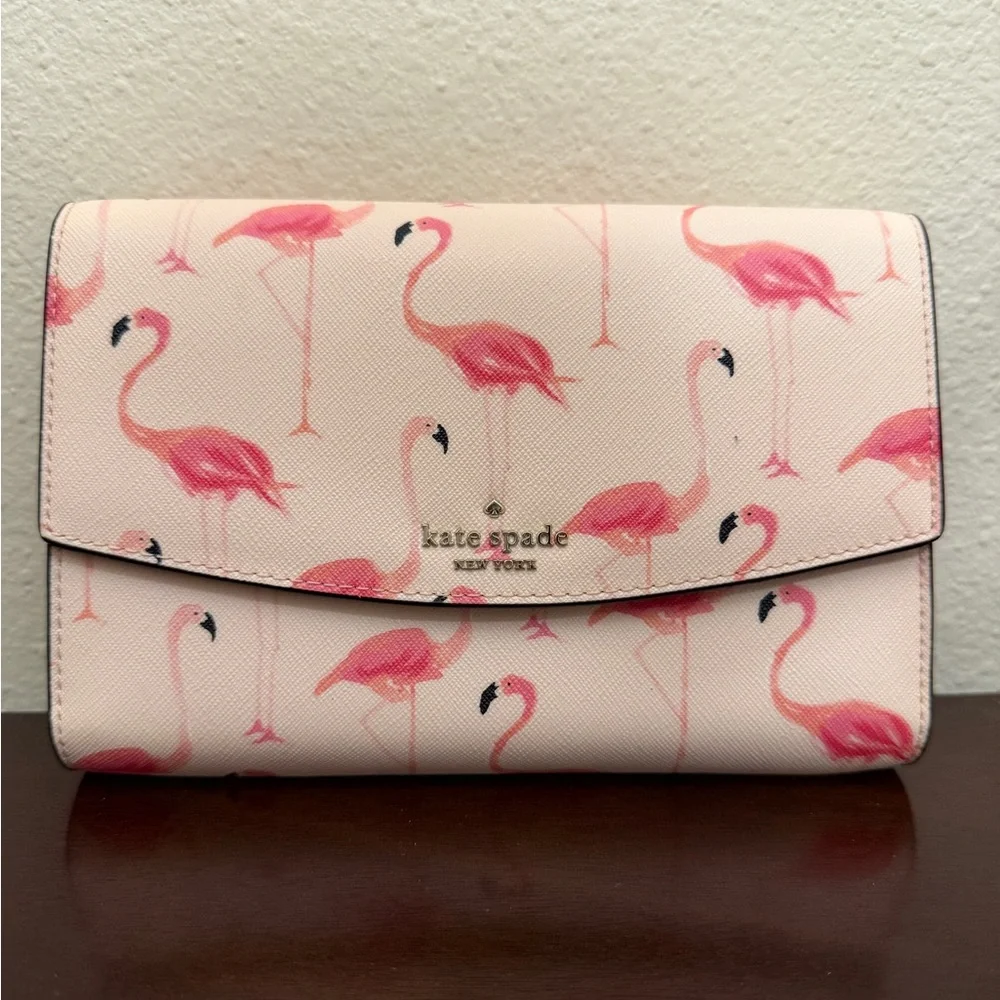 kate spade Pink and Hot Pink Flamingo Print Crossbody Bag - Picture 2 of 15